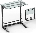 Tatub kokkupandav TV-tahvel 24-tolline C-kujuline klaasist k&uuml;ljelaud diivanile V&auml;ike diivanile S&uuml;learvuti laud musta metallraamiga elutoa magamistoas magamistoa &ouml;&ouml;kapilauale