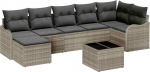 8-teiliges Garten Sofa Set mit Kissen Grau Poly Rattan, 2-Sitzer Garten Sofa mit Kissen Hellgrau Poly Rattan Gartenlounge Model3345802