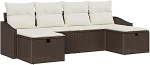 6-teiliges Garten Sofa Set mit Kissen - Braunes Poly-Rattan Gartenlounge Model3360649