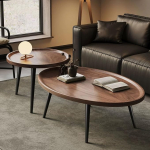 Industrieller Couchtisch, Set mit 2 modernen Nisttischen f&uuml;r kleine R&auml;ume, einfache Montage, runde Beistelltische f&uuml;r Schlafzimmer, B&uuml;ro, Balkon & Hof, stilvolles und funktionales Design