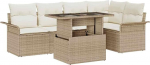 Rantry 6-teiliges Garten Sofa Set mit Kissen Beige Poly Rattan Gartenlounge Model3348287