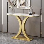 Generisch Moderner Konsolentisch in Gold mit Stauraum - Stilvoller 120 cm gro&szlig;er Beistelltisch f&uuml;r Eingangsbereich und Sofa, ideal f&uuml;r Wohnzimmer, Flur und Foyer - Modernes M&ouml;bel-Upgrade