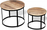 vidaXL kaheosaline kohvipoolne diivanilaudade komplekt Rough Mango Wood Round 40 cm/50 cm