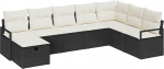 8-teiliges Garten-Sofa-Set mit Kissen schwarzes Poly-Rattan, 2-Sitzer Garten-Sofa mit Kissen schwarzes Poly-Rattan Gartenlounge Model3359226
