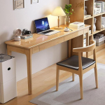 Moderner Schreibtisch aus Massivholz mit Schubladen, lihtsam ja stiilvoller Computer-Arbeitsplatz f&uuml;r B&uuml;ro, Studium und Make-up, nat&uuml;rliches Finish
