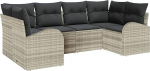 6-teiliges Garten Sofa Set mit Kissen Hellgrau Poly-Rattan, 2-Sitzer Garten Sofa mit Stauraum & Kissen Hellgrau Poly-Rattan Gartenlounge Model3354851