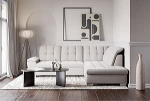 Selsey diivan 258 x 212 cm nurgadiivan magamisfunktsiooniga ja voodikastiga, modulaarne sektsioondiivan, kangas Verita Cream, reguleeritavad peatuged, mugavus ja stiil elutuppa ja k&uuml;lalistele paremale poole