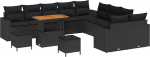 Gartensofa-Set mit Kissen 17 tk Schwarz Poly-Rattan Gartenm&ouml;bel Model3363624