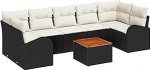 Gartensofa-Set mit Kissen 8 tk Schwarz Poly-Rattan Gartenm&ouml;bel Model3347544