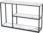 47,24" Eingangstisch mit 3-stufigem Stauraum, Konsolentisch, Sofatisch, Stauraum hinter dem Couch-Akzenttisch, Metallrahmen, Marmor-Schreibtischplatte (Farbe: Gold 1)