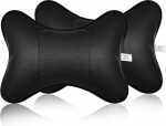 DSstyles 2 Pieces PU Leather Neck Pillow for Car Seat Headrest Pillow 28 x 18 cm Car Neck Pillow