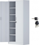 iJINGUR Metal Storage Cabinet with Lockable Doors and 5 Adjustable Shelves, Lockable Steel Storage Cabinet for Home, Office, Garage, Kitchen, Pantry (White)