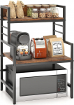 COSTWAY 3-Tier Microwave Shelf, Microwave Stand with 2 Open Shelves & Metal Frame, Kitchen Shelf Standing, Microwave Holder Industrial up to 50 kg, 52 x 42 x 78 cm