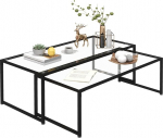 HOMCOM kohvilaud, 2 tk, k&uuml;ljelaud, klaasist kohvilaud, pesulaud, elutoa laud, klaasist laud magamistuppa, elutuppa, must