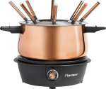 Bestron Electric Fondue Set for up to 8 People with 8x Fondue Forks and Continuous Thermostat, Includes Splash Guard, Colour: Copper