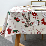 Plenmor Christmas Tablecloth Wipe Clean Christmas Tablecloth Xmas Plastic Wipe Clean Waterproof Rectangular Table Cover Decorations for Kitchen Picnic Outdoor Indoor (137 x 185 cm)