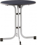 SIEGER Folding Table with Mecalit&reg;-PRO Table Top, Graphite Frame, Marble Slate Table Top, Anthracite Approx. 70 cm Diameter