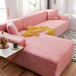 HKPLDE Thick Sofa Covers 1 2 3 Seat Velvet L-Shape Sofa Protective Cover Easy Fit Stretch Elastic Fabric Sofa Couch Furniture Protector 4-Seater (235 - 300 cm) Pink