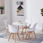 Dorafair Furniture Set - Round Dining Table and 4 Scandinavian Chairs - for Kitchen, Dining Room or Office