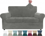 ZNSAYOTX Luxury Velvet Diivan Cover 3 t&uuml;kki Stretch diivan katted 2 padjad diivan pehme kahe istuja Slipcover elutuba Non-Slip koerad lemmikloomade armastus m&ouml;&ouml;bli kaitsja (Hall, Loveseat)