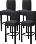 Gollense Barhockerbez&uuml;ge, 4er-Set, Stretch-Jacquard-Barhocker-Schonbez&uuml;ge, waschbar, Esszimmerstuhl-Sitzbez&uuml;ge mit R&uuml;ckenlehne, abnehmbare Kneipentheke, hohe Stuhlschoner f&uuml;r K&uuml;cheninselst&uuml;hle