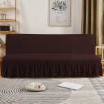 Surwin diivanikate ilma k&auml;etoeta, 2/3 istekohaga, Plain Jacquard Stretch Armless Clic Clac Diivanvoodi kate, diivanikate, kaitsev kate kaitsja kokkupandavale diivanile, diivanvoodi kaunistamiseks (must, 190-210)