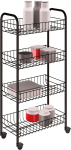 Metaltex Pisa 4-Tier Trolley with Wheels &mdash; Multi-Purpose Storage Trolley for Home Including Kitchen, Bathroom, Office and Garage &mdash; Black, 41 x 23 x 84 cm