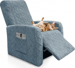 Tugitooli kaitsja tugitoolile, 4 t&uuml;kki, paks Jacquard Stretchy tugitooli kate taskutega, TV tooli kate, tooli kate lastele, koertele ja lemmikloomadele (Hall)