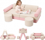 NUKied m&auml;ngusohvakas lastele, 10 tk modulaarne laste diivan, ehitatav DIY kindlus m&auml;ngimiseks, loovuseks, magamiseks, eemaldatav m&auml;ngusohvakas lastele m&auml;ngutuppa, magamistoa m&ouml;&ouml;blile