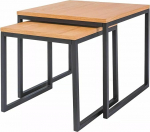Largo Duo, Couchtisch-Set, 2-osaline, Loft-Stil, MDF mit Furnier, Schwarz Metallgestell, 50x50x45 cm ja 40x40x40 cm