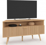 IDMarket - Juliette TV kapp 110 cm 1 uksega, lamellide efektiga tammepuust
