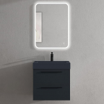 Doporro Vannitoam&ouml;&ouml;blikomplekt Soft-Close matt antratsiidist 60 x 48 x 60 cm ruudukujuline pesemisn&otilde;u Komplekt koos valatud mineraalvalamu matt antratsiidist ja LED-peegliga.