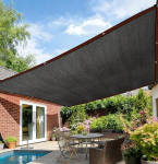 Sonnensegel Rechteckig 6X6M Schattiernetz mit &Ouml;sen Wasserdicht UV-Best&auml;ndig schwarz, Ideal als Terrassendach Balkon-Schattenspender und Pflanzenschutz