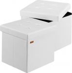 Casaria&reg; Jalutuskoht koos hoiuruumiga, 2 tk, valge, kokkuklapitav kaas, kunstnahk, polsterdatud, 38 x 38 cm, magamistuba, elutuba, esik, jalutuskoht, polsterdatud