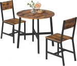 VASAGLE &uuml;mmargune s&ouml;&ouml;gilaud koos 2 s&ouml;&ouml;gitooliga, s&ouml;&ouml;gitoa m&ouml;&ouml;blikomplekt, s&ouml;&ouml;gikomplekt elutuppa, k&ouml;&ouml;ki, metallraam, lihtne kokkupanek, Vintage Brown Ink Black KDT084S01