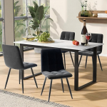 Merax s&ouml;&ouml;gigrupp 4 tooliga, k&ouml;&ouml;gilaudade komplekt, pikendatav s&ouml;&ouml;gilaud koos sametist s&ouml;&ouml;gitooliga, 140/180 x 80 x 75 cm, s&ouml;&ouml;gilaud 4 tooliga, 4-6 inimesele (valge + hall)