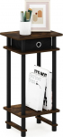 Furinno 17017 Turn-N-Tube Tall Side Table with Storage Container, Amber Pine/Black/Black