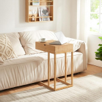 [en.casa] K&aring;fjord k&uuml;ljelaud sahtliga C-kujuline elutoa laud Bambusest voodilaud Ristk&uuml;likukujuline diivanilaud