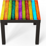 DEQORI klaasist laud | Must v&auml;ike 55 x 55 cm | V&auml;rviline tahvli seinamotiiv | Ebatavaline klaasist k&uuml;ljelaud | K&otilde;rgl&auml;ikega kohvilaud elutuppa | Moodne disainiga diivanilaud