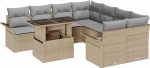 9-teiliges Garten Sofa Set mit Kissen Beige Poly Rattan Gartenlounge Model3348256