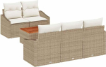 6-teiliges Garten Sofa Set mit Kissen Beige Poly Rattan Akazie Gartenlounge Model3356440