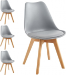 Shally Dogan 4 s&ouml;&ouml;gitooli komplekt puidust jalgadega ja pehme polsterdusega P&otilde;hjamaise disaini tool Skandinaavia stiilis tugitool ideaalselt magamistuppa k&ouml;&ouml;ki kontorisse (Hall)