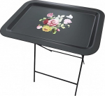 Kaasaskantav kokkupandav TV-taldrik Floral Grey Metal Frame k&uuml;ljelaud diivanile (must)