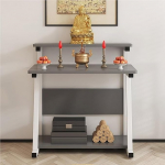 Freistehender Altartisch - 3-stufiger Meditationsschrein mit Stauraum, perfekt f&uuml;r Wohnzimmer und Tempel, Grau, 90 x 60 cm (35,4 x 23,6 Zoll) - Ideal f&uuml;r spirituelle Praktiken