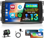 Inefala 2 + 64G Android CarPlay raadio Mercedes-Benz Smart Fortwo 2005-2010, 9-tolline puuteekraan koos juhtmevaba CarPlay ja Android autoga, tugi GPS navigatsioonilink peegel BT RDS WiFi