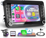 6G + 128G 8 Core Wireless Carplay Android autoraadio VW Golf 5 6 Passat Polo Tiguan Touran Caddy Skoda Seat 7-tolline autoraadio Android auto GPS navigatsioon WiFi Mirror Link Bluetooth FM/RDS/DSP