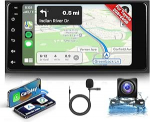 Hodozzy 2G + 64G autoraadio Toyota Hilux RAV4 Corolla Prado Land Cruiserile koos Wireeles Carplay Android autoga, 7-tolline puuteekraaniga autoraadio koos navigatsiooniga Bluetooth WiFi DSP FM / RDS raadio, rooliga