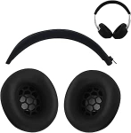 2 in 1 Studio Pro Silikoonist kaitsekomplekt, kriimustusvastane k&otilde;rvapadja kate / lukuga k&otilde;rvaklapi kate Beats Studio Pro k&otilde;rvaklappidele, Studio Pro pehme silikoonist kaitsvad tarvikud (must)