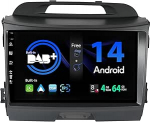 SXAUTO Android 14 [sisseehitatud DAB] IPS autoraadio Kia Sportage (2010-2015) jaoks - Sisseehitatud Carplay/Android auto - LED kaamera + mikrofon - 4G + 64G - DSP 360-CAM roolijuhtimispuldi kiire boot - 2 DIN 9-tolline