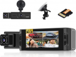 Hikity WiFi DashCam 64GB SD-kaardiga, Dash Cam auto eesmine siseruumides traadita G-sensor, autokaamera FHD 1080P integreeritud WLAN / rakendusega, topeltobjektiiv, Loop salvestamine, liikumise tuvastamine, valiku reguleerimine
